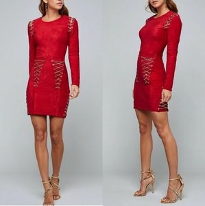 Bebe red dress with chain details